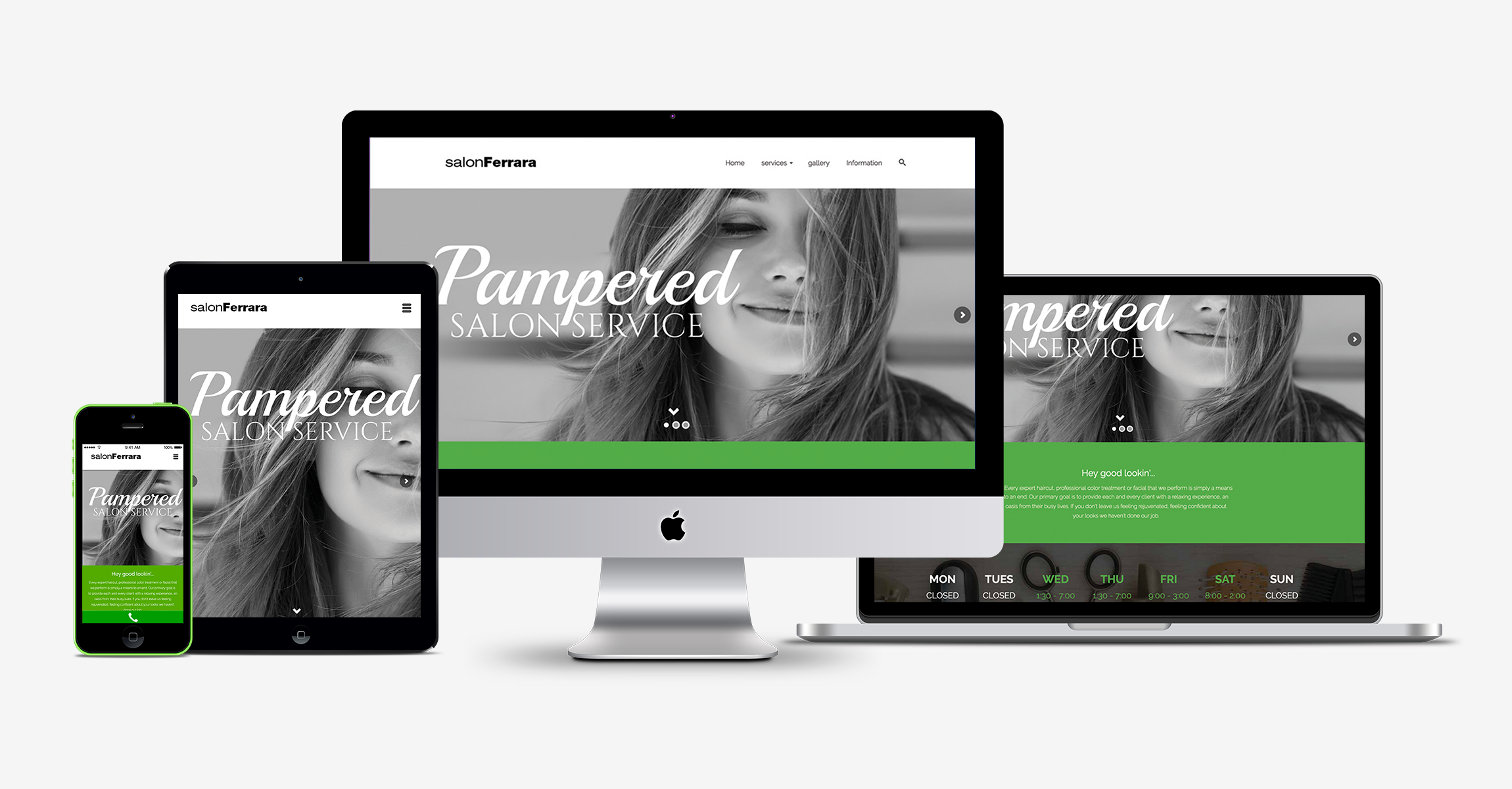 salon f responsive mockup